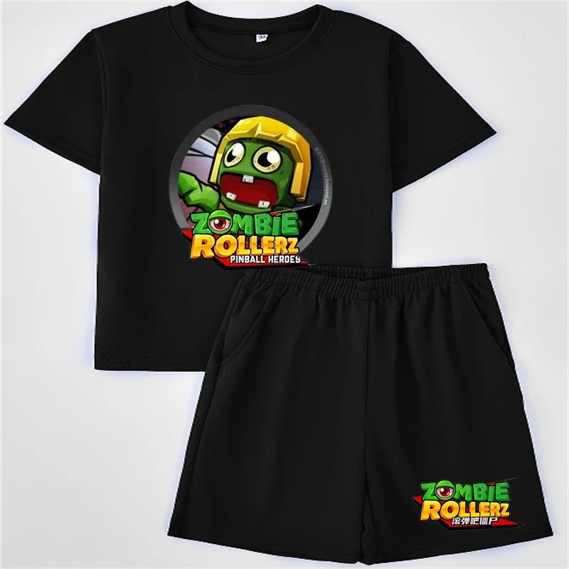 

Boys and girls aged 3-12, fast mesh, quick drying and breathable T-shirt set, 2D printed casual sports short sleeves and shorts