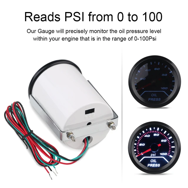 Manometro Olio Per Auto - 0-100 PSI, 12V, 52mm | Con Sensore, Facile Installazione - Foto 3