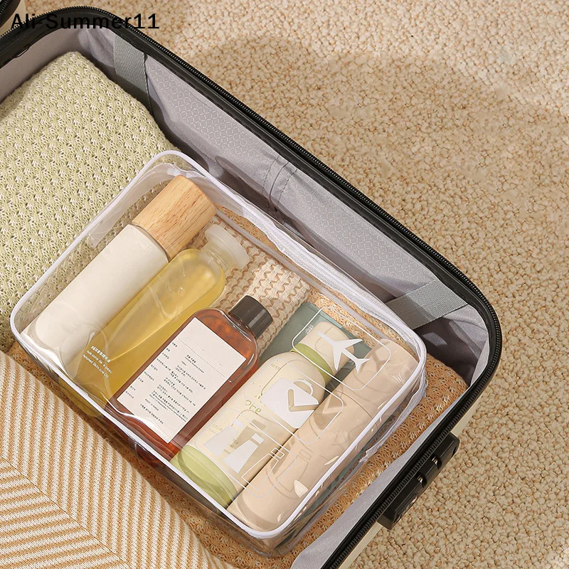 Clear Toiletry Bag Durable PVC Travel Makeup Cosmetic Organizer with Zipper Closure