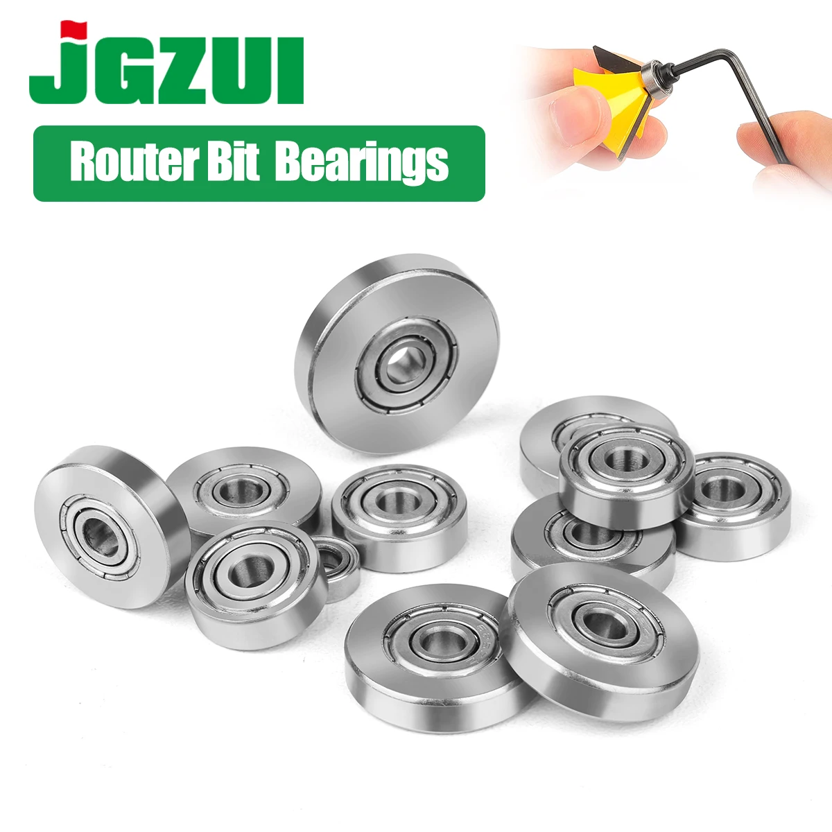 

Router Bit Top Mounted Ball Bearings Guide Milling Cutter Bearing Wrench Set Bearings Accessories Kit 4.76mm 6.35mm 12.7mm