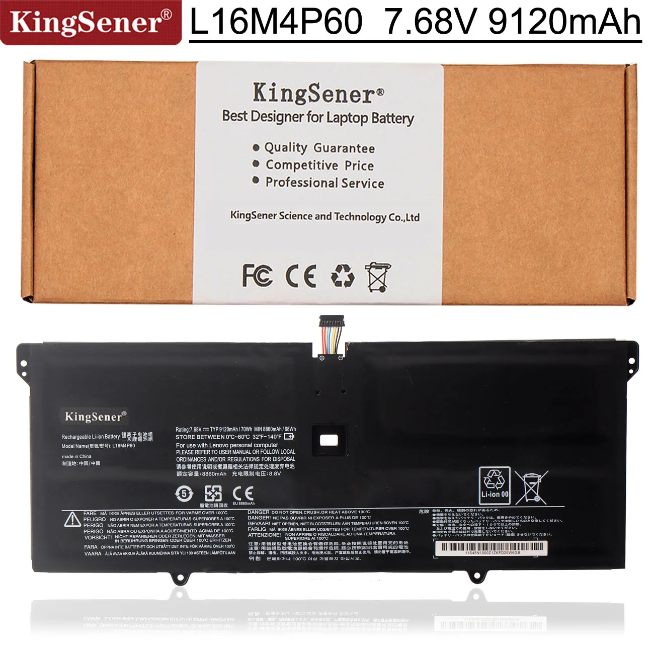 Аккумулятор KingSener L16M4P60 5B10N01565 для ноутбука Lenovo Yoga 920-13IKB 6 Pro-13IKB Ideapad Flex L16C4P61 |