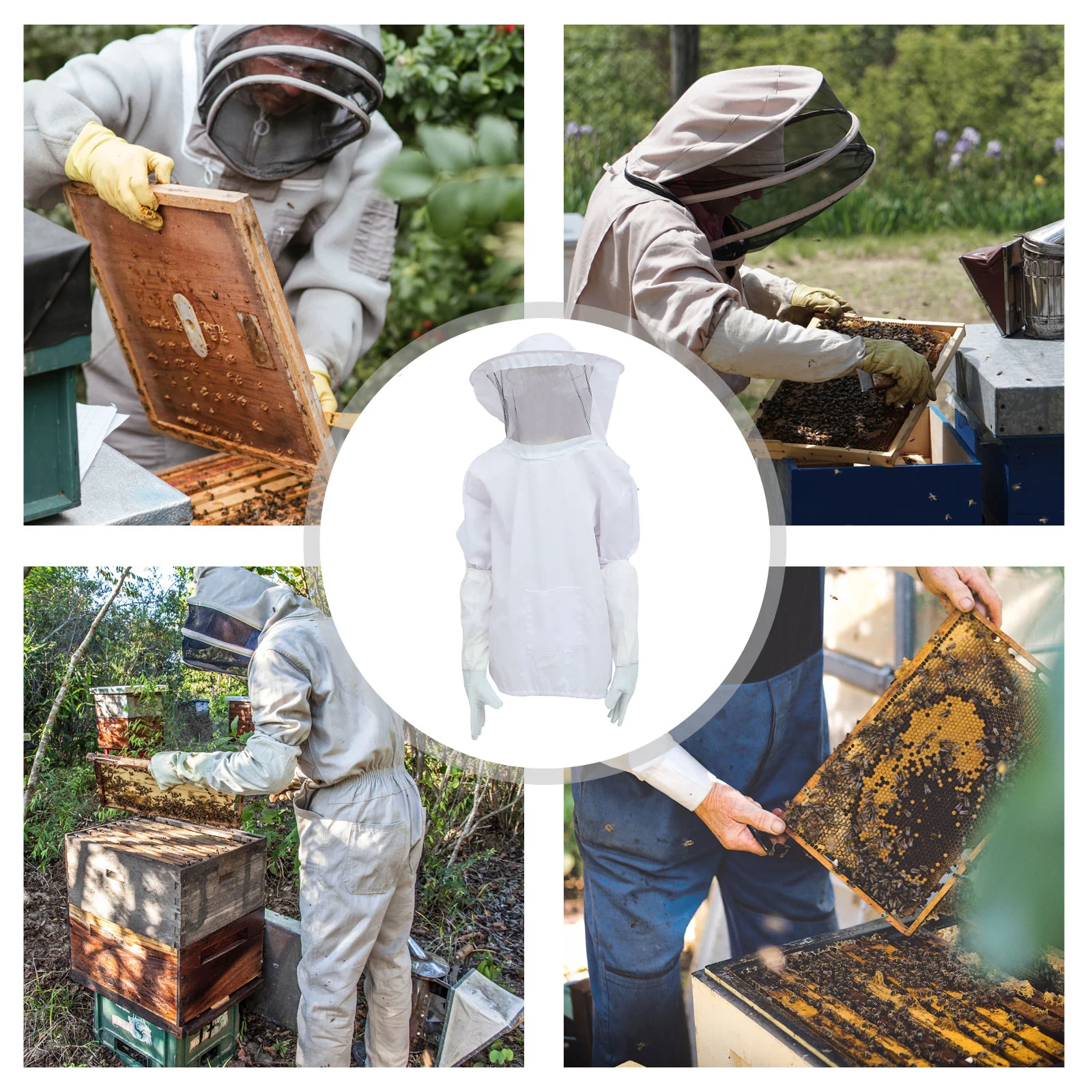 양봉가 모자 타입 작업복, 양봉가 장갑, 양봉가 장갑, 양봉가 장갑, 1 세트