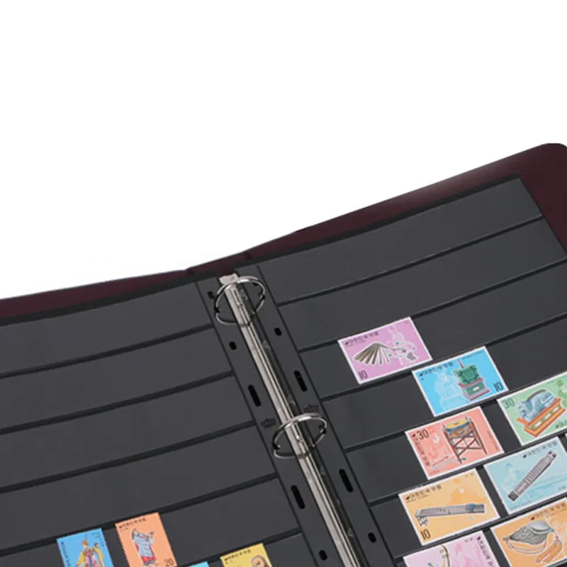 양면 블랙 배경 스탬프 앨범 지폐 보관 내부 페이지 동전 파일 수집 폴더, 느슨한 잎, 9 홀, 10 개