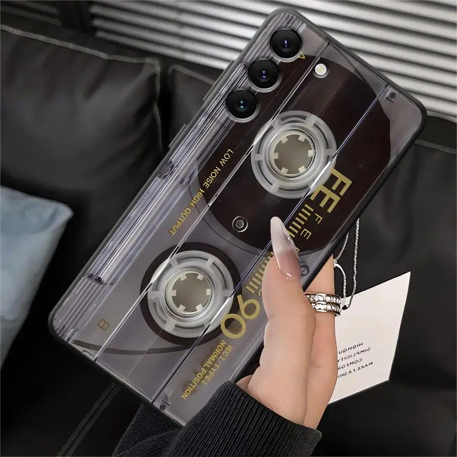 Vintage-Style Black Cassette Tape Phone Cover Case