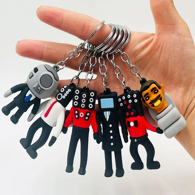 Anime Skibidi Toilet Keychain PVC Keyring Figure Skibidi Dop Toy Pendant for Men Women Backpack Funny Pendant Keyring Jewelry