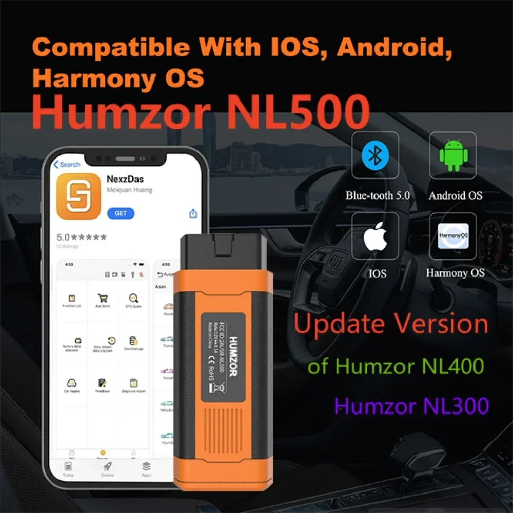 

Автомобильный диагностический сканер humзор NL500, OBD2, с приложением