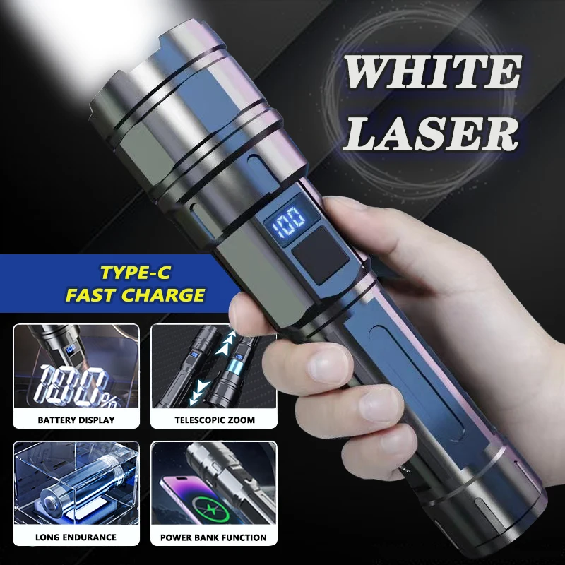 

Ultra Powerful Long Range LED Flashlight Torch Light Rechargeable Tactical Battery With USB Charging High Power Portable Lamp