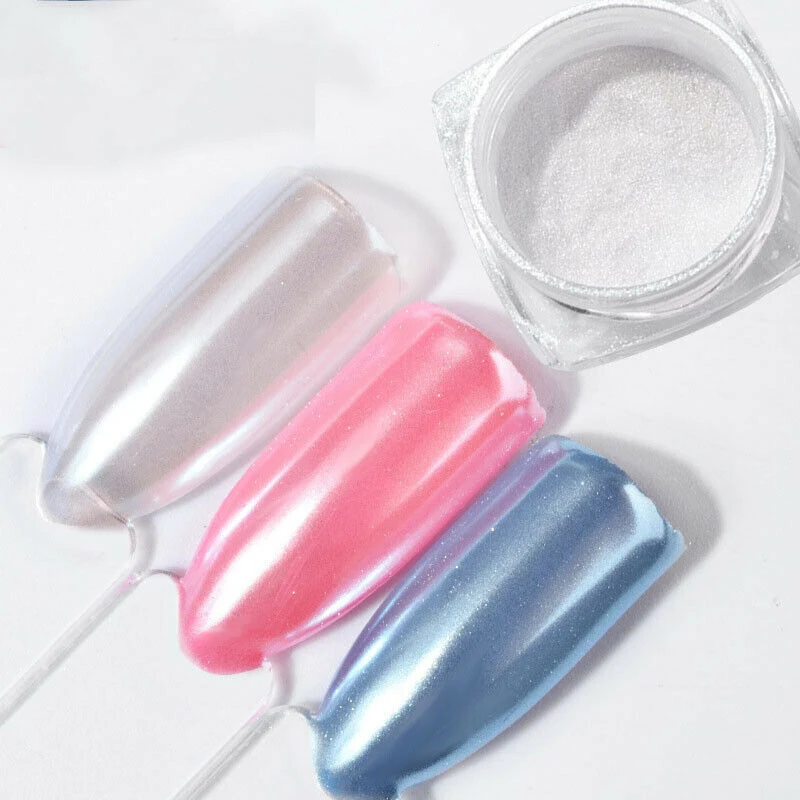 2g Holographic Glitter Pearl Nail Powder Mirror Rub Dust Aurora Nail Powder Chrome Pigment For Manicure Art Material