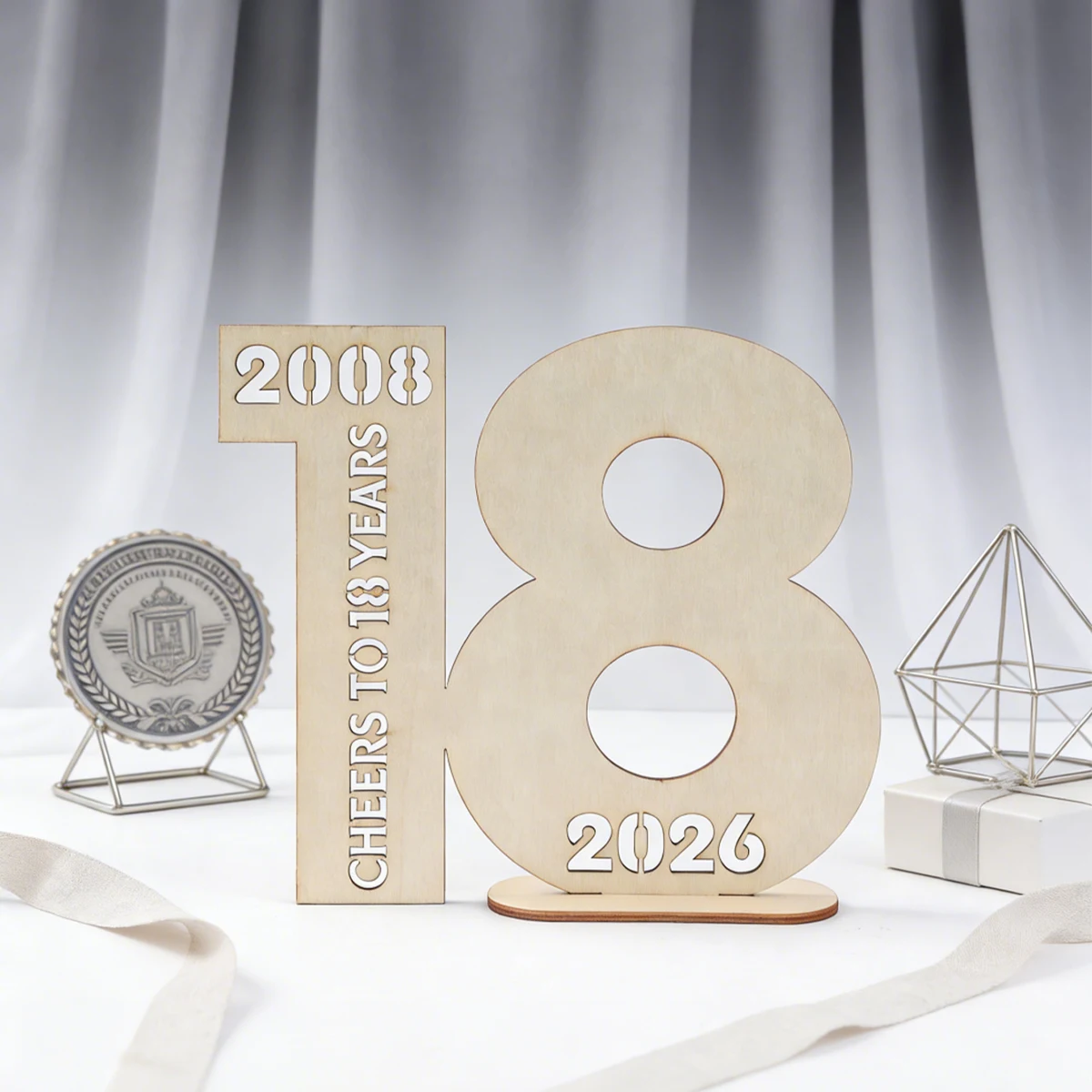 18. und 50. Geburtstag Holz-Ornament Happy Birthday Party Dekorationen Desktop Holz-Gästebuch Ornament Jubiläums-Party-Zubehör – Detail 14