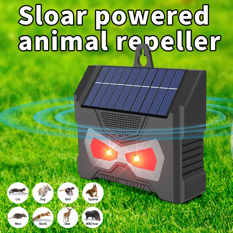 Electronic Ultrasonic Bird Repeller IP66 Waterproof Solar Charging LED Flash Lamp Pest Control For Courtyard