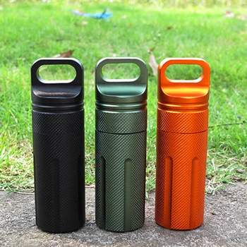 Outdoor Portable Waterproof Capsule Seal Bottle Aluminum Alloy Outdoor Survival Pill Box Multifunctional Container