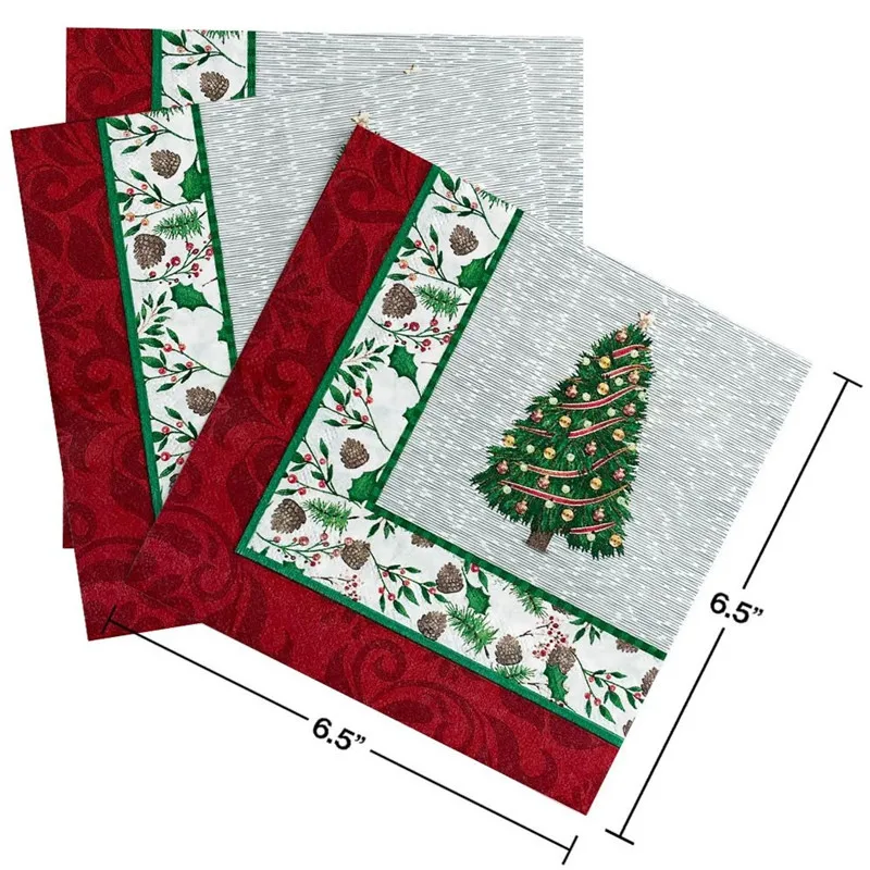 Christmas Napkins Paper Santa Claus Snowman Merry Christmas Decorations Home New Year Disposable Tableware Supplies 20pcs