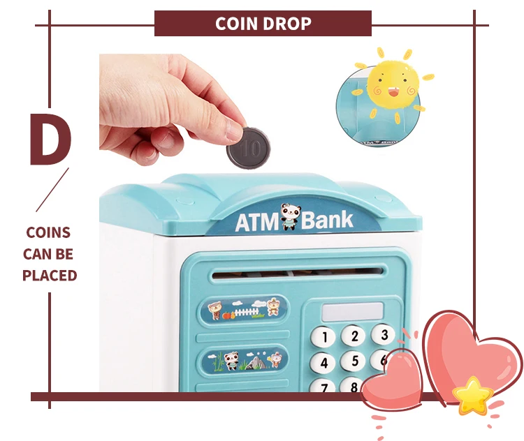Money Box With Fingerprint Piggy Bank Electronic ATM Savings Box For Coins Cash Safe Large Coin Bank Password Lock For Children 4