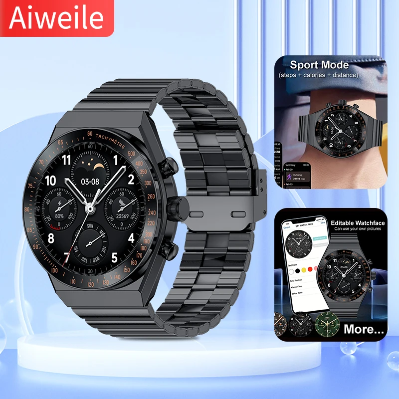 Aiweile AW36 남녀공용 스마트 워치, 안드로이드 아이폰 IOS, 스포츠 모드, 무선 블루투스 통화, 친구를 위한 새로운 패션 선물