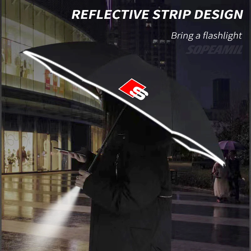 Audi Car Automatic Folding Led Light Umbrella Sun Protection Sunshade S Line S3 S4 S5 S6 S7 S8 SQ5 SQ7 RS3 RS4 RS5 RS6 RS7