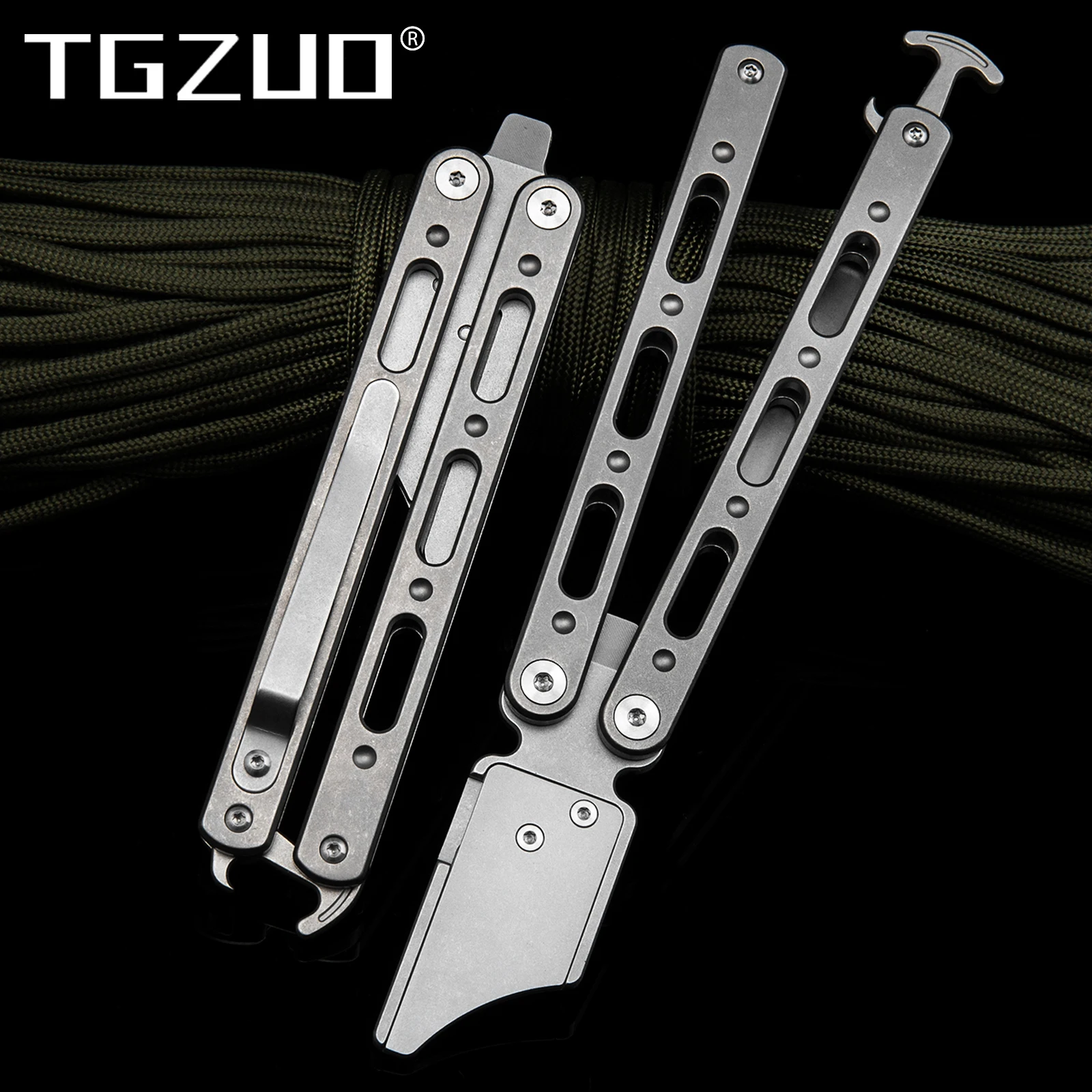 Titanium Alloy Butterfly Training Knife New EDC Tool Outdoor Portable With 10pcs SK5 Steel Blade woodworking support drill outdoor multifunctional camping survival tool four blade four slot manual woodworking spiral drill