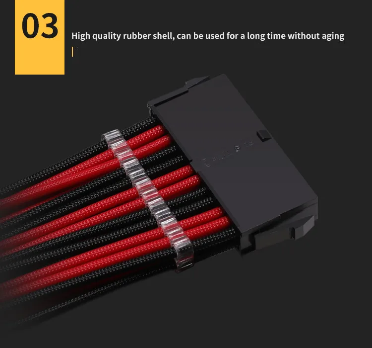 Barrow pc Psu Module Cabo de Extensão 24pin Atx Gpu Mais 2pin Cpu Mais 4pin 18awg Preto-branco Preto-vermelho - Imagem 3