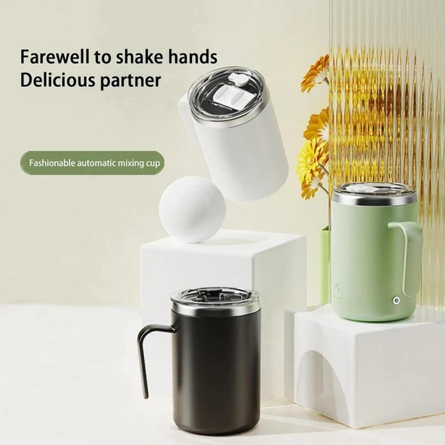 1pc 400ml Stainless Steel Self Stirring Mug Lid With Automatic Coffee Mixing  Function, Automatic Stirring Cup