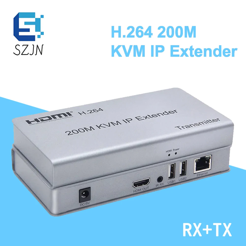 

HD 200M HDMI IP Extender Via Rj45 Cat6 Cable HDMI Ethernet Extender KVM Transmitter Receiver Support Mouse Keyboard Many To Many