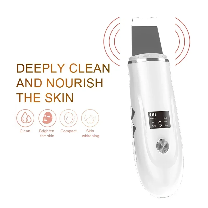 Electric Ultrasonic Skin Scrubber Peeling Shovel Blackhead Remove Pores Deep Cleaning Peeling Sholve Skin Care Face Lifting