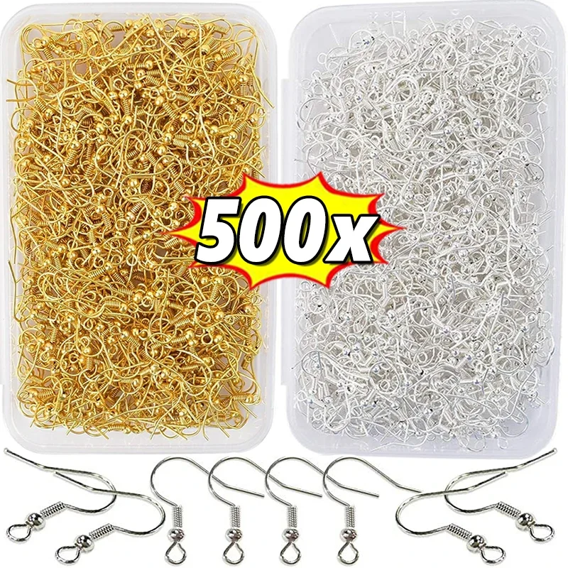 Earring Hooks 100/500pcs Stainless Steel DIY Ear Findings Clasps Earwire Jewelry Supplies Parts Accessories