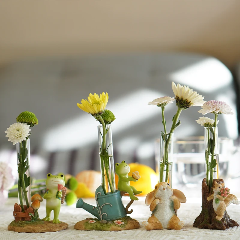 Creative Animal Flower Glass Vase Test Tube Plant Holder Hydroponic Transparent Container Office Dining Table Floral Home Decor 2