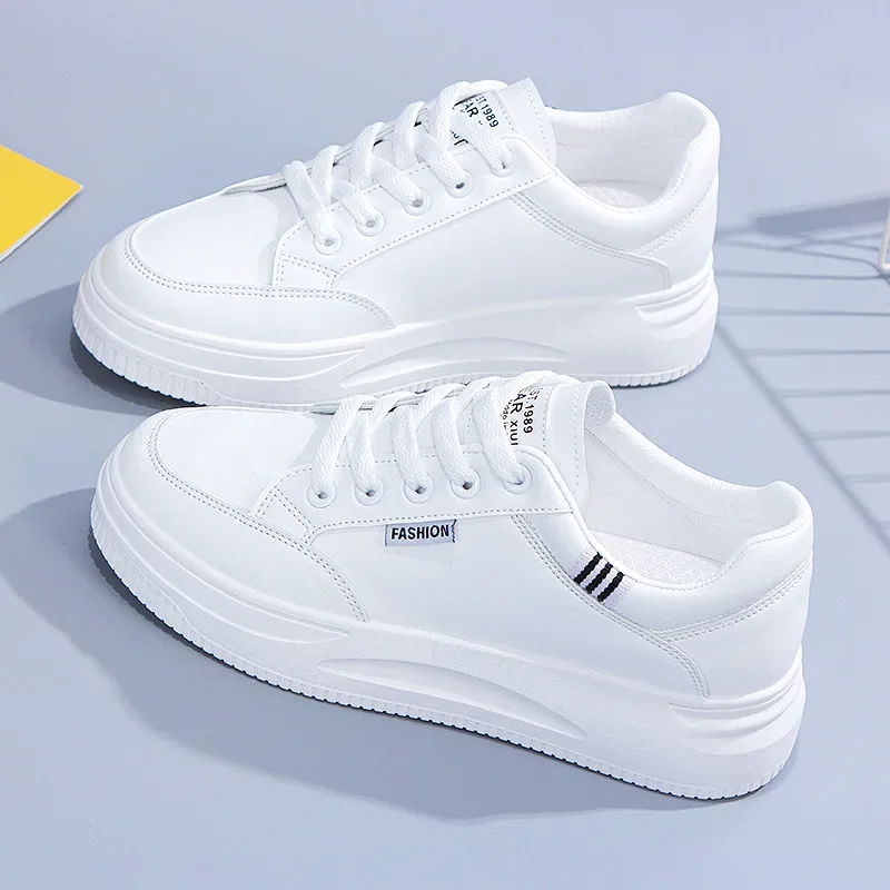 Comemore Women's 2023 Spring New Thick-soled Female Casual Shoe for Sports Students Sneakers Woman White Platform Sports Shoes