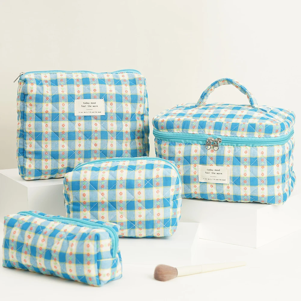 Floral Cotton Travel Makeup Bag Set for Women