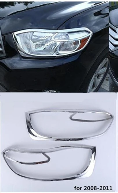 

Car Body Head Front Light Lamp Frame Stick ABS Chrome Cover Trim 2pcs For Toyota Highlander 2008 2009 2010 2011 2012 2013 2014
