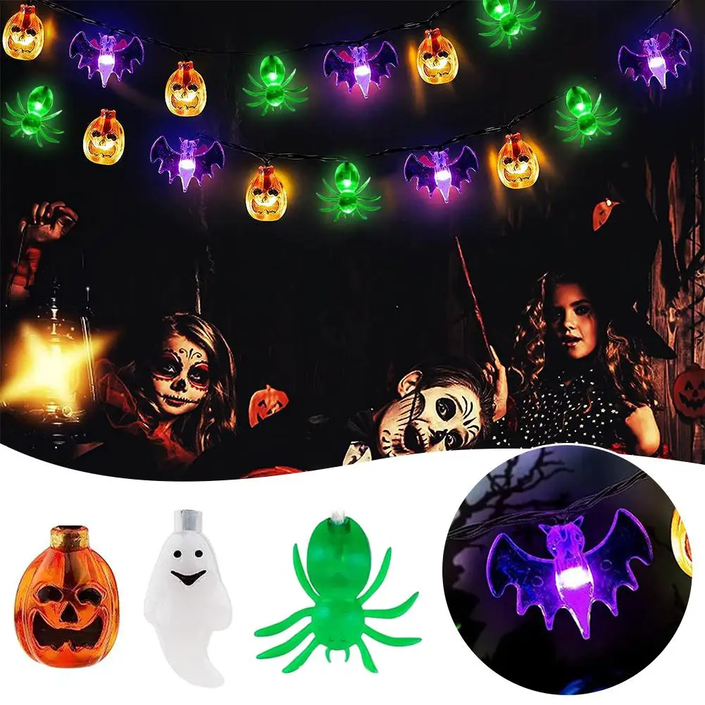 

Halloween Lights Total 10 LED Pumpkin Bat Spider Ghost Decor Lights Outdoor String Halloween Indoor Waterproof Lights Hallo P3N9