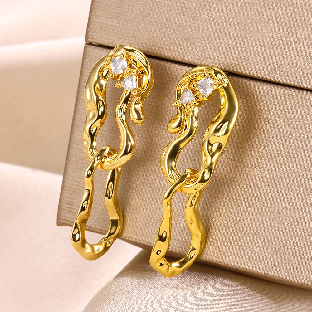 

Y2K Gold Color Geometric Earrings For Women Minimalism Earring Trend Cute Romantic Jewelry Piercing Ear Accessories 2024 New In