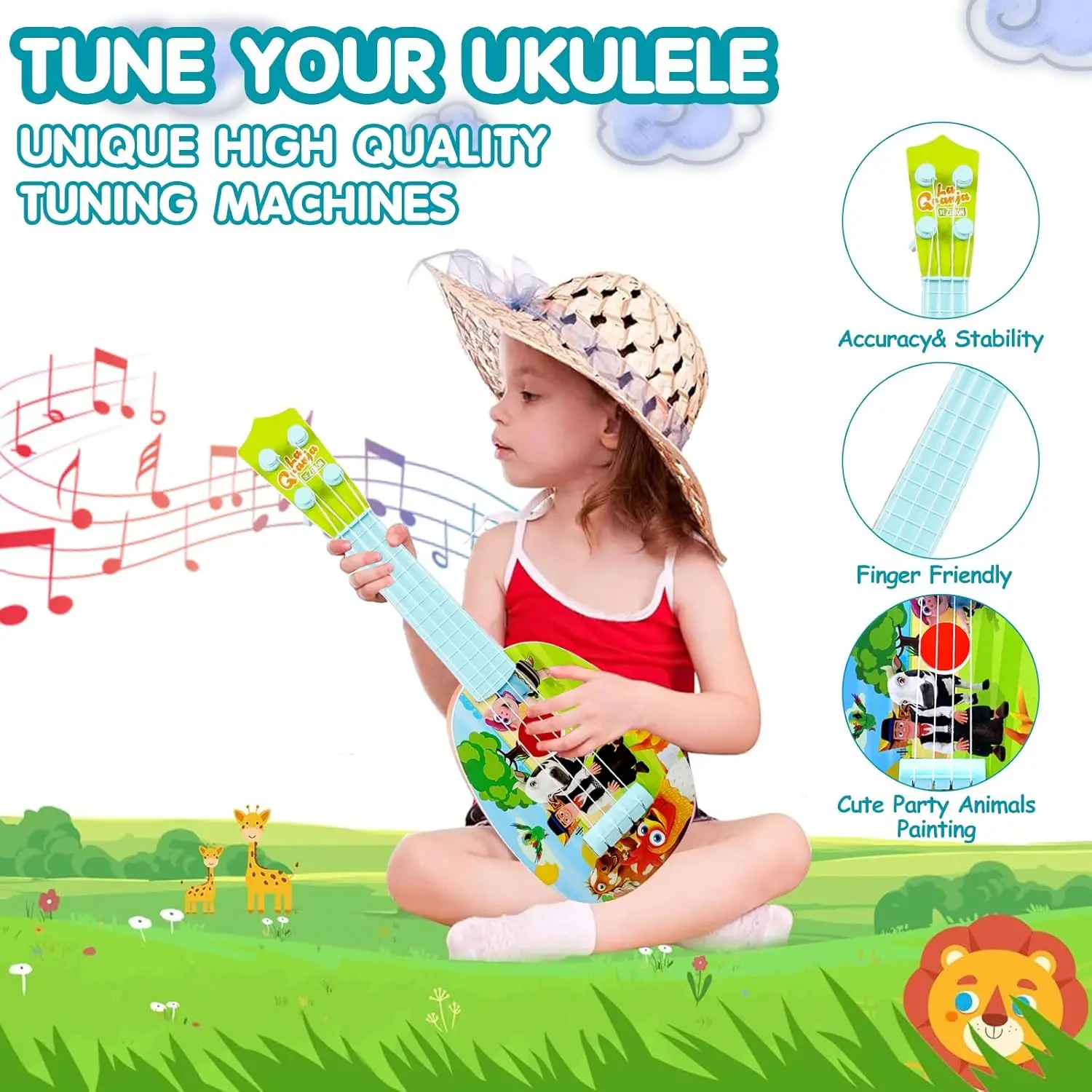 La Granja De Zenon 32CM Mini Size Ukulele Musical Instruments Toys For Children Beginner Small Guitar Toys Zenon Farm Toys 6