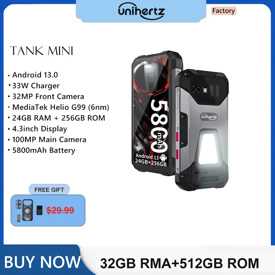 Unihertz 8849 Tank Mini Rugged Small Phone 4.3 - スマートフォン本体