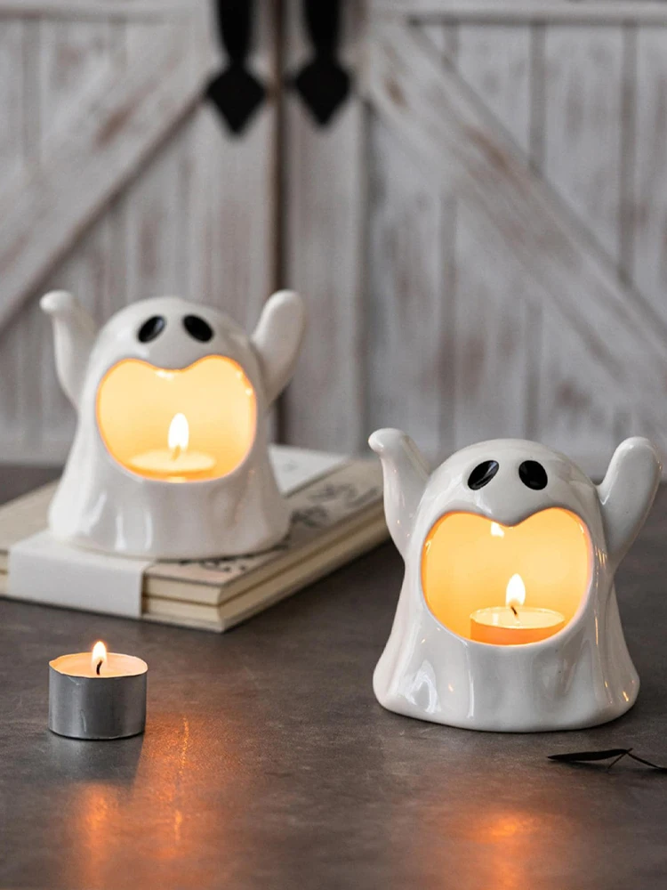 1PcGhostCandleHolderCeramicCandlestickPorcelainCartoonCute