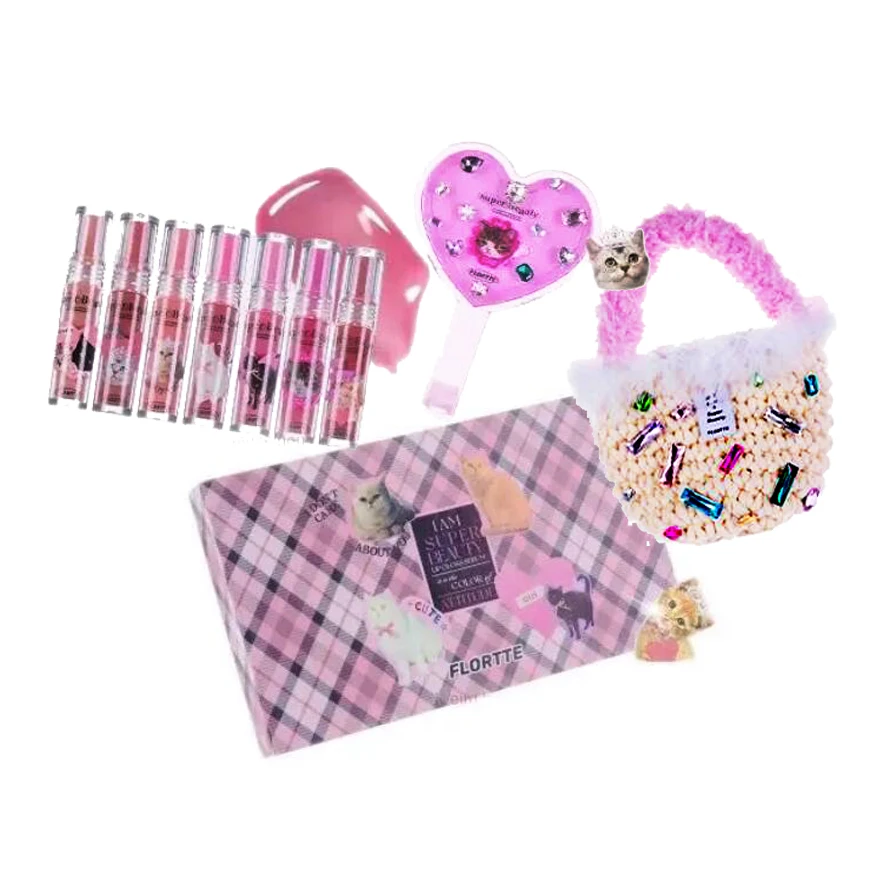 FLORTTE Makeup Kit Full Professional Lip Essence Honey Lip Glaze Complete Gift Set Makeup Set Box Full Bag Balm