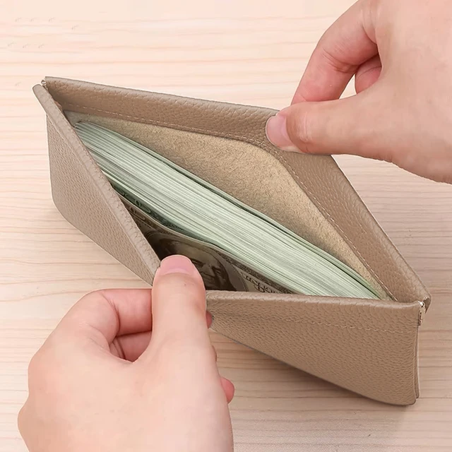 Self-Closing Artificial Leather Long Wallet Passport Driver's License ID Holder Headphone Data Cable Storage Cash Pouch