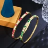 CWWZircons Classic Bling Round Cubic Zirconia Pave Gold Plated Green Tennis Bangle for Women Trendy Jewelry Accessories BG061 3