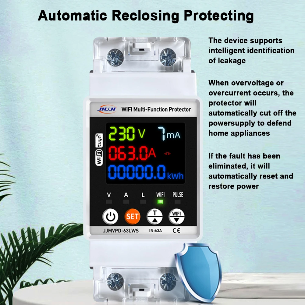 Tuya WiFi Automatic Reclosing Protector Single Phase Circuit Breaker
