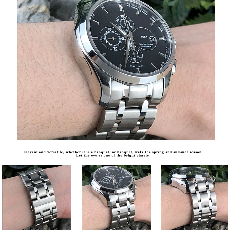 Correa de reloj de acero inoxidable sólido para Tissot 1853 Couturier Correa de reloj de acero inoxidable sólido para Tissot 1853 Couturier