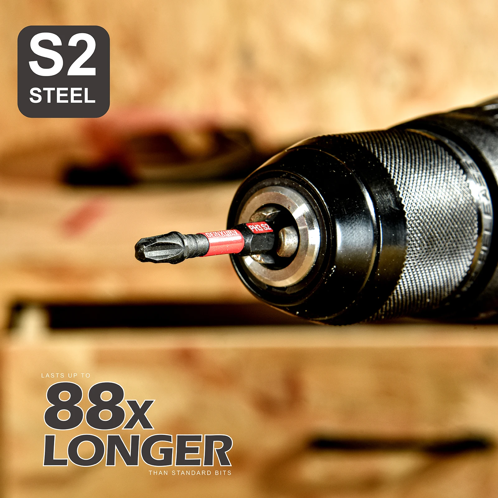 Screwdriver Set Geinxurn 1Inches Pozidriv #2 PZ2 Impact Tough S2 Alloy Steel Screwdriver Bits Set