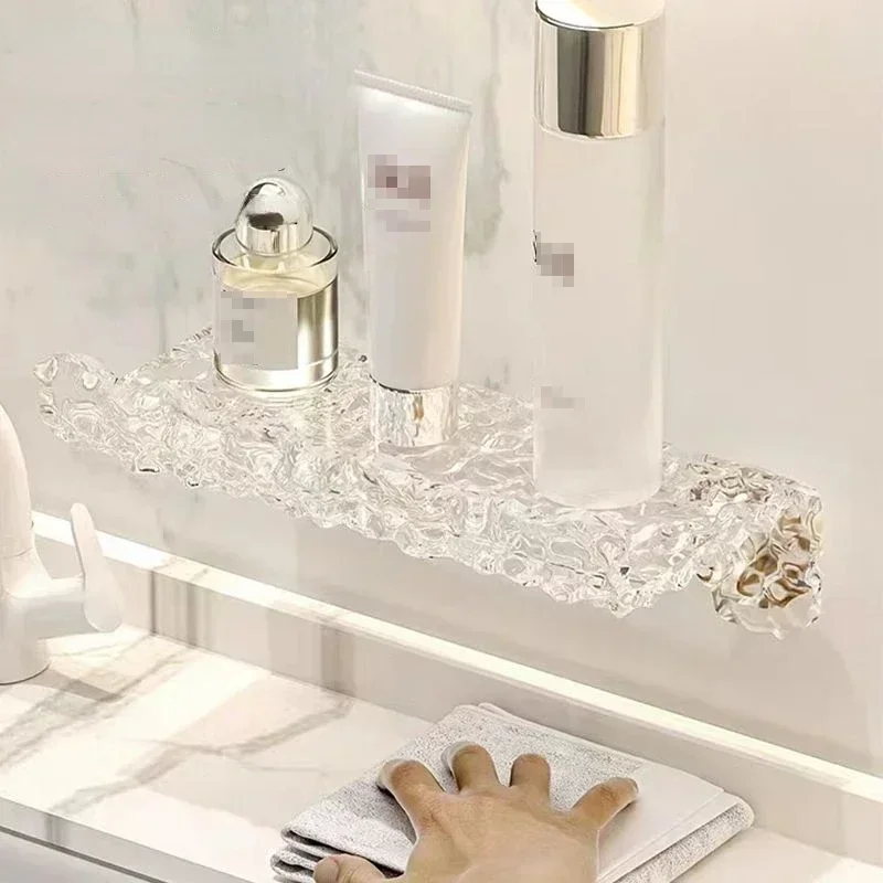 Wall Mounted Bathroom Storage Rack Hanging Floating Shelf Plastic Tray