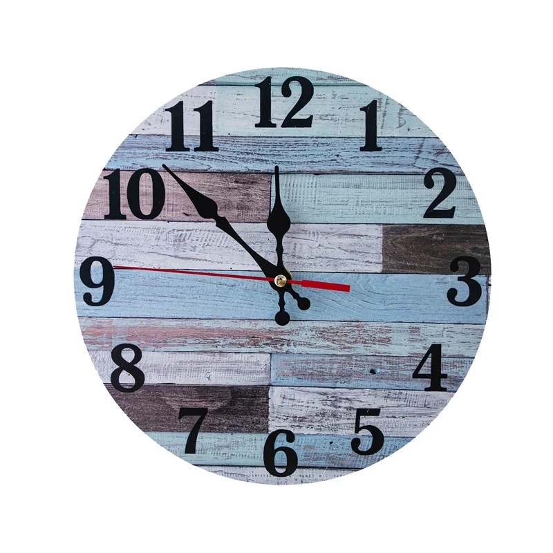 

Wooden Wall Clock Silent Non-Ticking , Battery Operated, Vintage Round Rustic Coastal Wall Clocks Decorative 10 Inch