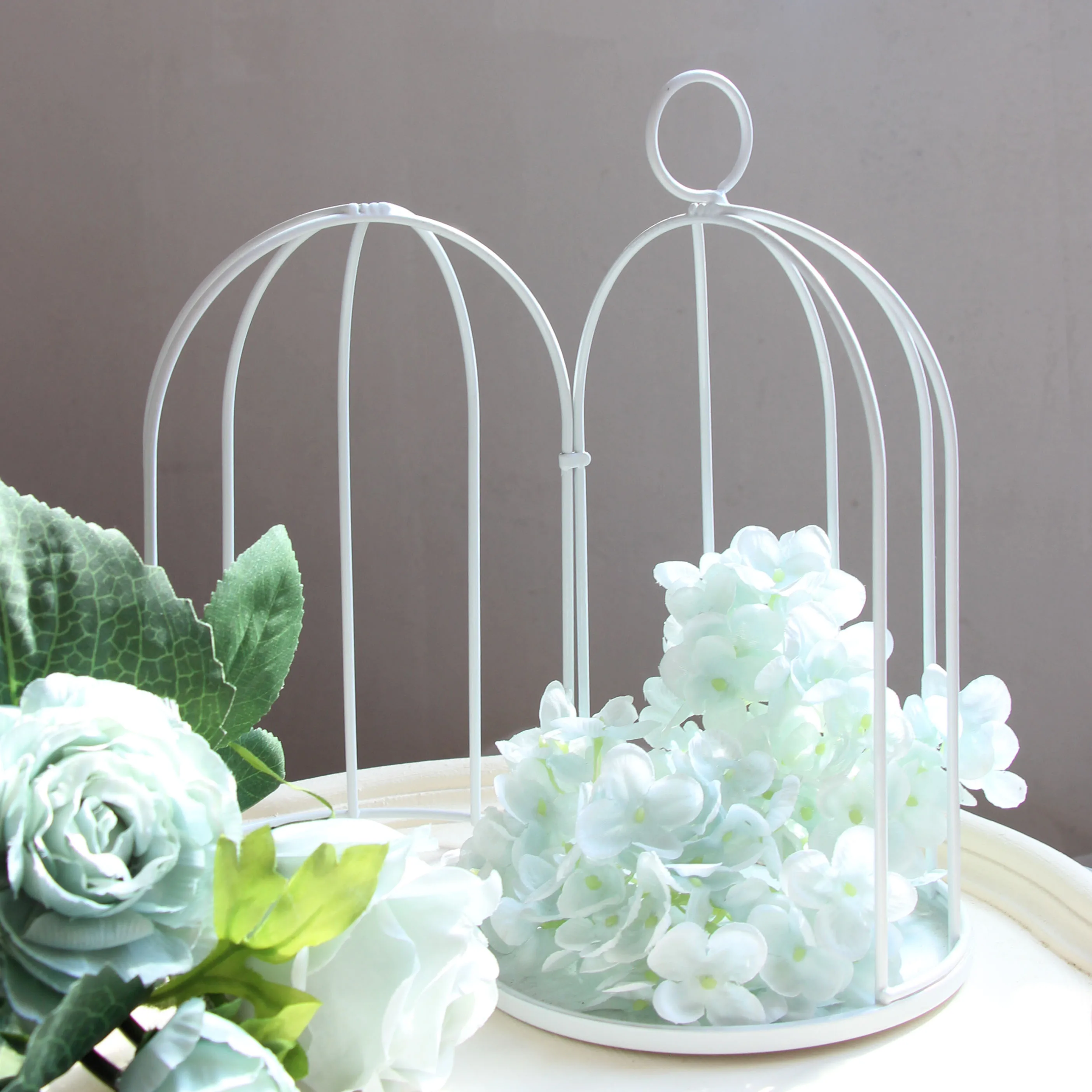 Outdoor Modern iron garden metal birdcage line cage with Bird decoration hanging flowerpot succulent plants