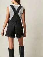 Korean Fashion Chic Jumpsuits Overalls Baggy Shorts Vintage Black Denim Rompers Women Sleeveless High Waist Jeans Play Suits - Image 4