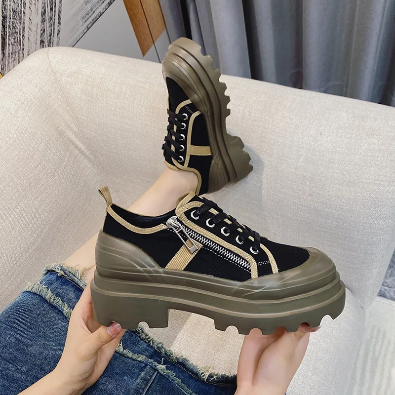 New Korean Chunky Sneakers Women Shoes Wedge Heel Platform White Shoes Casual Popular Comforable Summer Autumn Vulcanized Shoes