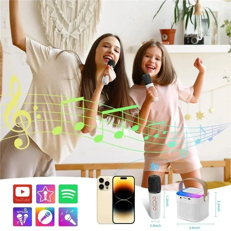ALYNIC Microphone Karaoke Machine Portable System 1 Wireless Microphones For Home Adults and Kids Bluetooth PA Speaker