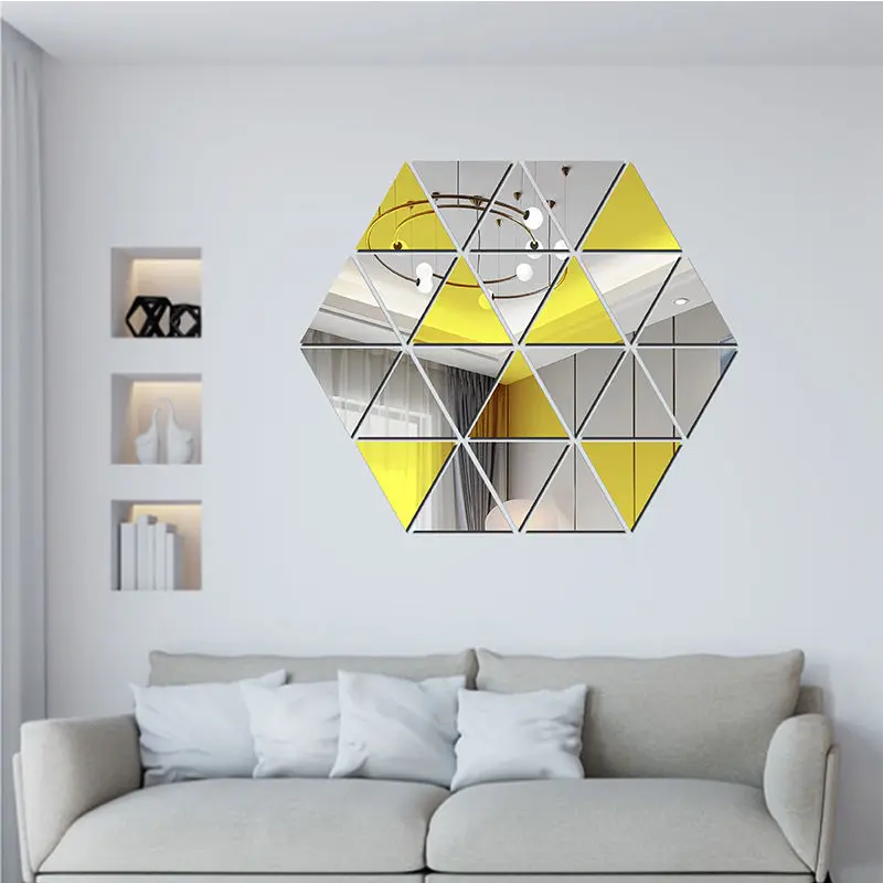 Acrylic Triangle Mirror Wall Stickers DIY 3D Self-adhesive Living Room Restaurant Aisle Floor Personalized Wall Decoration