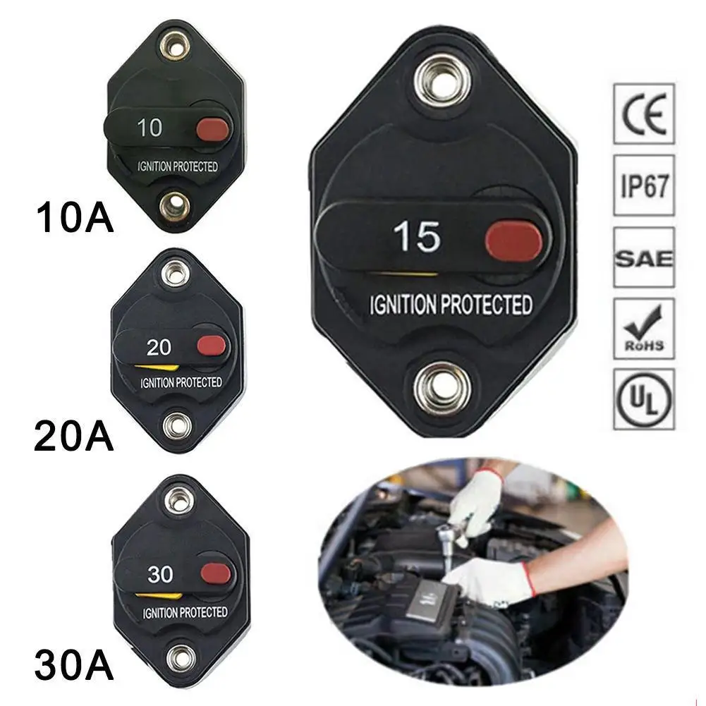 

10A/15A/20A/30A/40A/50A Car Audio Refitting Self-restoring Recovery Car Circuit RV Current Accessory Breaker Overload Prote V6H7