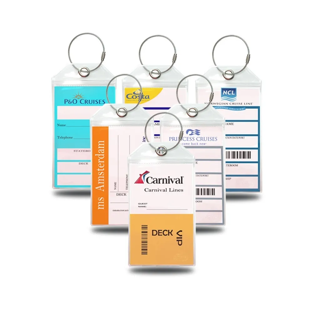 

Бирки для круиза, багажные этикетки, держатели для багажа, застежка-молния и стальные петли, толстые дорожные аксессуары из ПВХ, бирки для имени багажа, бирка для адреса чемодана