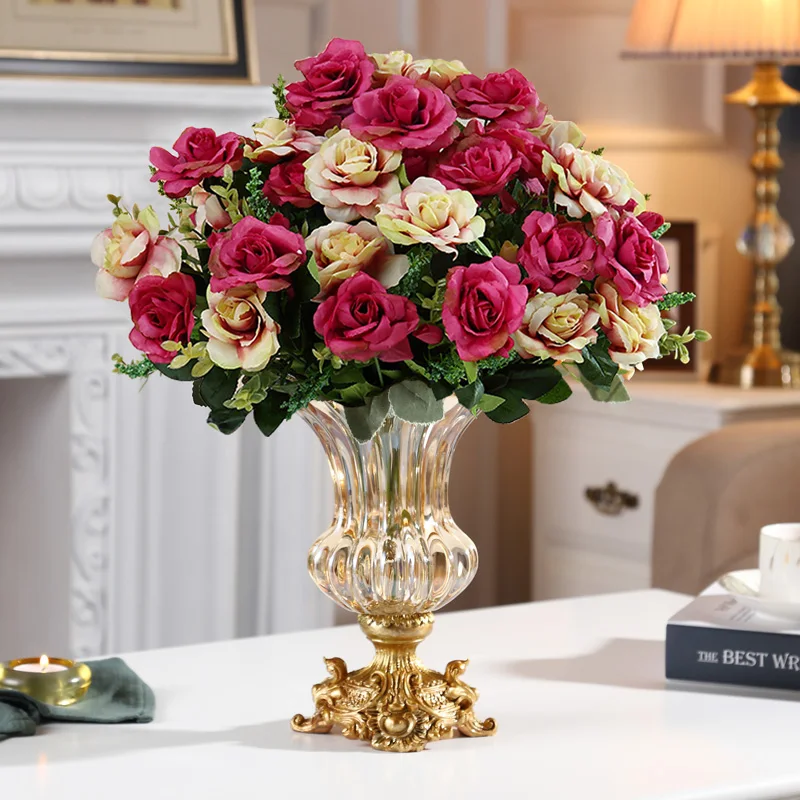 

Glasses Decorative Flower Vases Mariage Luxury Living Room Transparent Vase Design Minimalist Vintage Jarrones Home Decor OA50HP